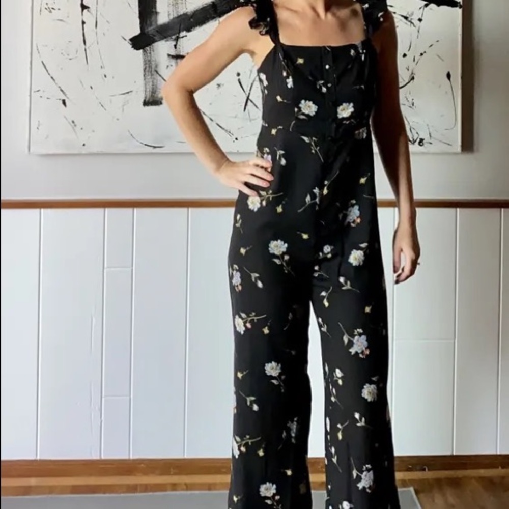 LINE & DOT DARCEY Floral JUMPSUIT Large black